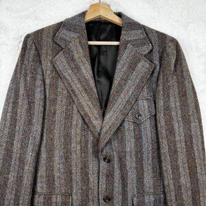 Sears Men's Store Vintage Harris Tweed Blazer Jacket Made in USA Size 40 Striped